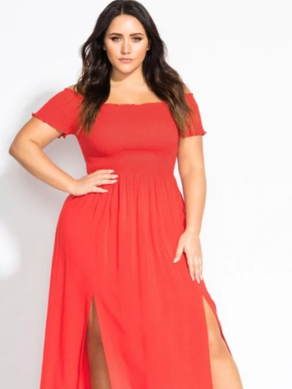 CITY CHIC Smocked Off The Shoulder Maxi Dress Tigerlily Plus Size M / 18